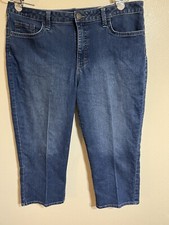 Riders By Lee Womens 18 Blue Mid Rise Capri Denim Stretch Preppy Dark Wash L