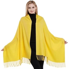 Yellow Thick Solid Color Design Cotton Blend Shawl Scarf Pashmina CJ Apparel NEW