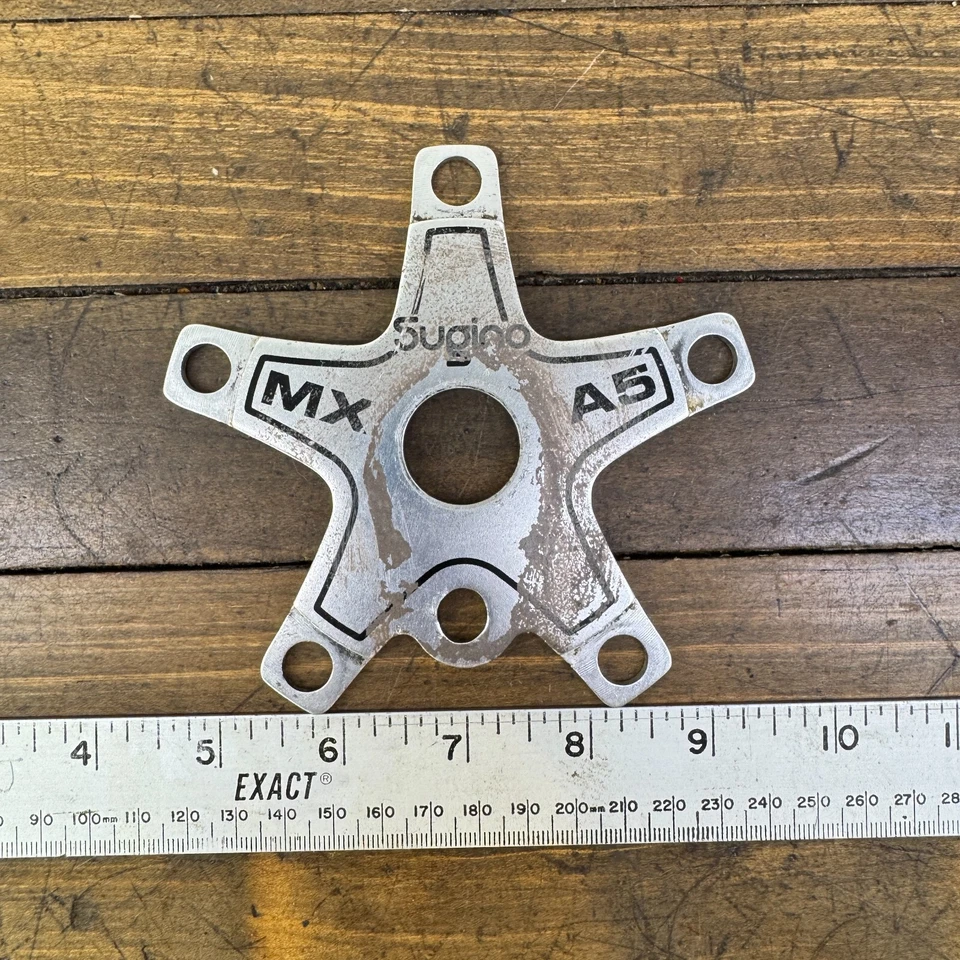 Bicicleta de carrera plateada Sugino MX A5 Spider Old School BMX aleación 110 BCD disco años 80 A3 Foto 3 de 4