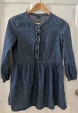 Vestido Camisa Gap Niños Cambray Volantes Niñas Cintura Caída Manga Larga Botón L Plus