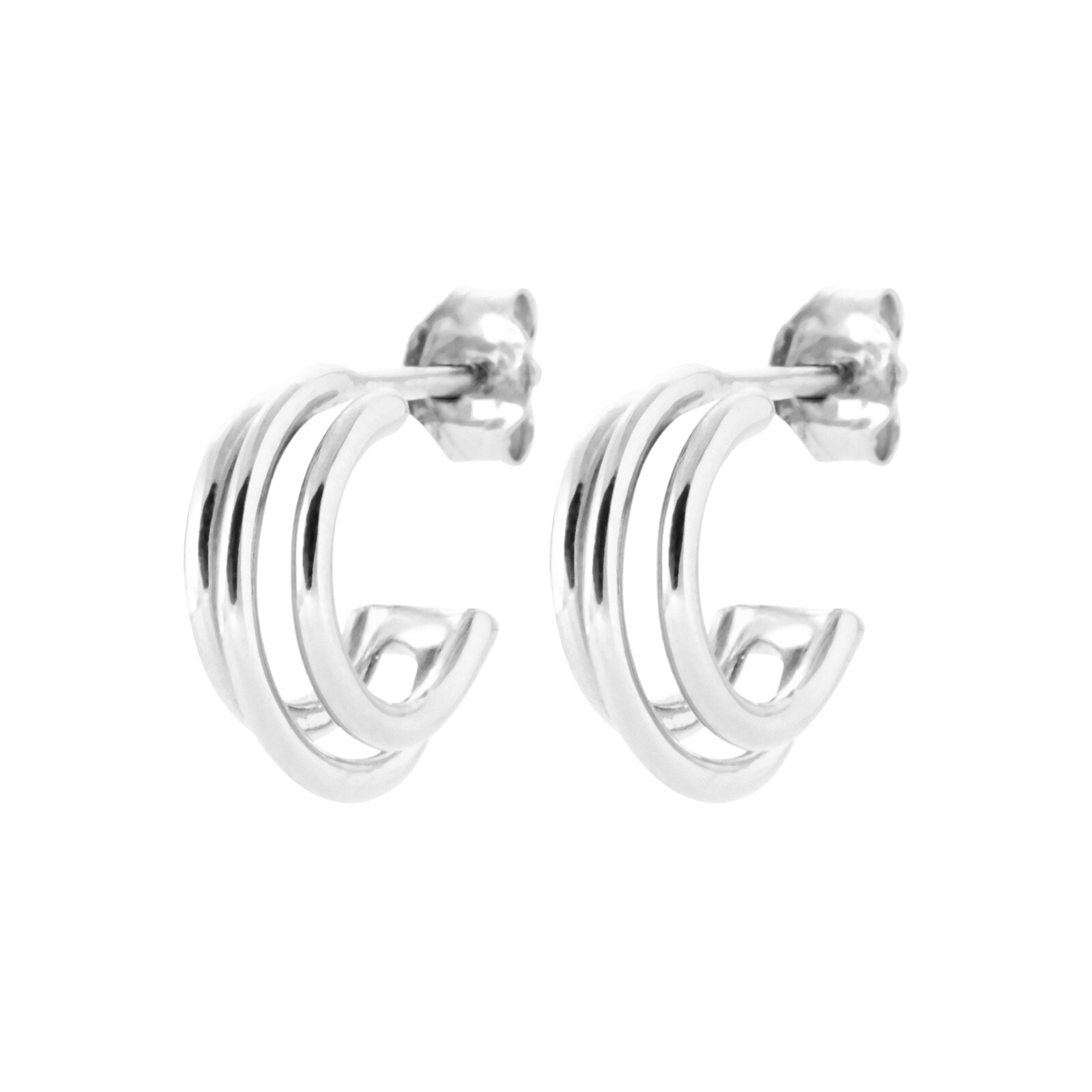 Demi-créoles argent 925 boucles d'oreilles 3 rangs pour un look quotidien