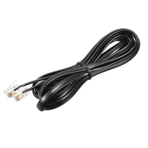 Téléphone Extension Corde 6.56FT Câble RJ11 6P6C Bouchons Mâle à Mâle Noir 1pcs