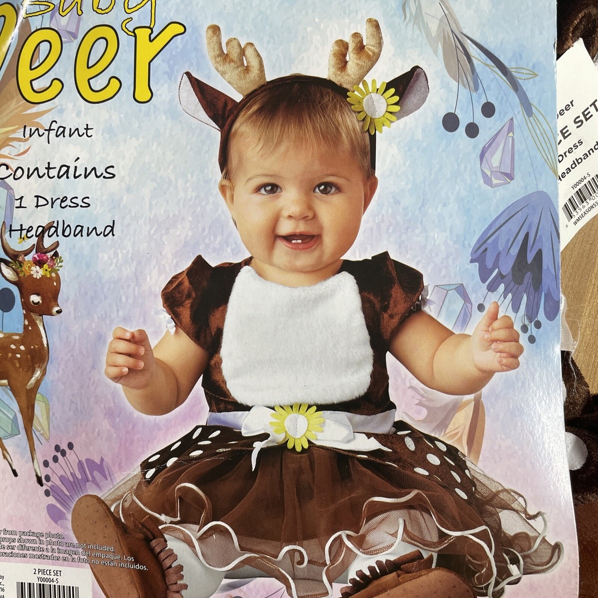 Baby Fawn Forest Halloween Costume Plush Deer Dress Headband 6-12 Months |  eBay