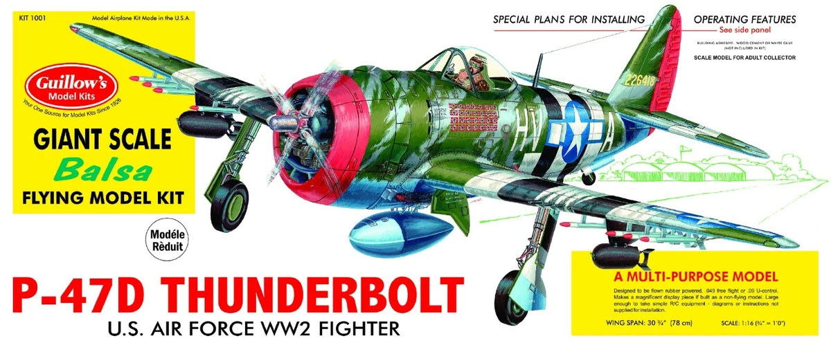 Guillow s P 47D Thunderbolt Balsa Wood Giant Scale Model Airplane