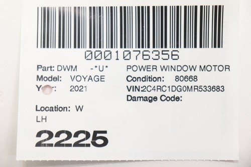 2020 - 2025 CHRYSLER VOYAGER FRONT LEFT SIDE DOOR WINDOW REGULATOR MOTOR OEM - Picture 11 of 11