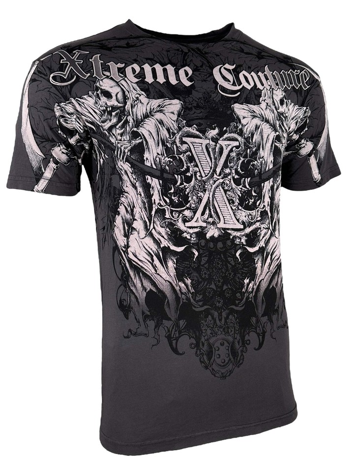 T-shirt Affliction Xtreme Couture - Rouge - Motif Motard Tatouage - Tailles S à 5XL