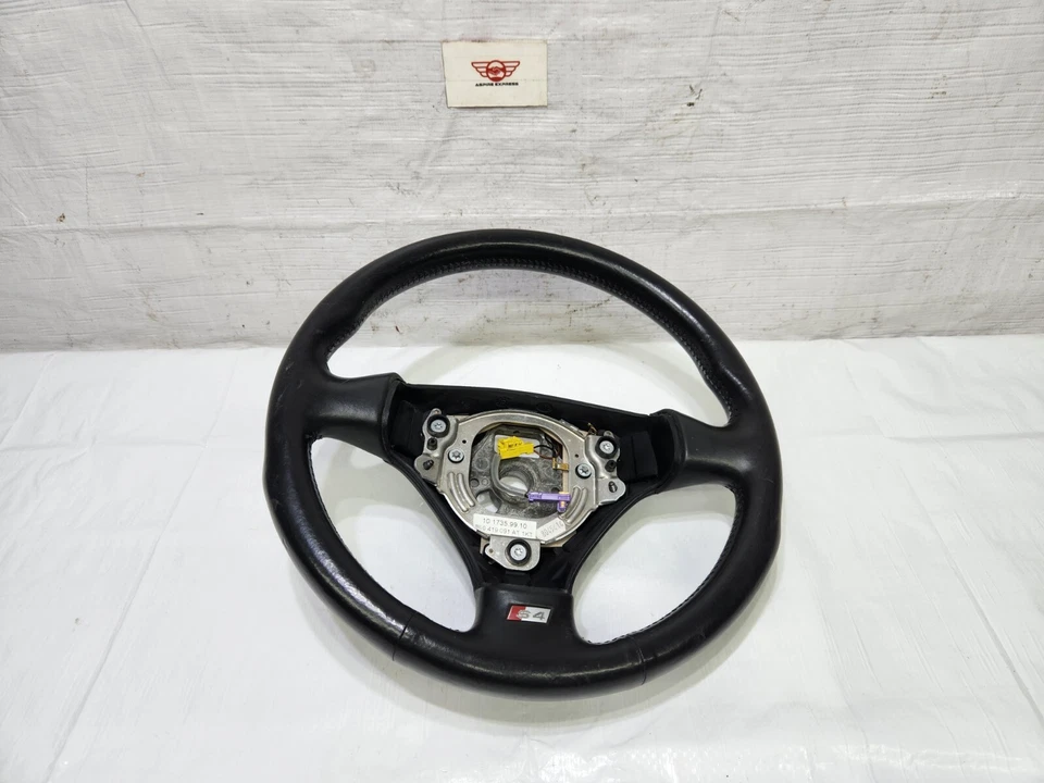 2004 2005 Audi S4 B6 3 Spoke Leather Sport Steering Wheel Black OEM - Image 2 of 4