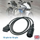 For BMW ICOM Motorcycles 10 Pin to 16Pin OBD2 Cable Adapter Connector Diagnostic
