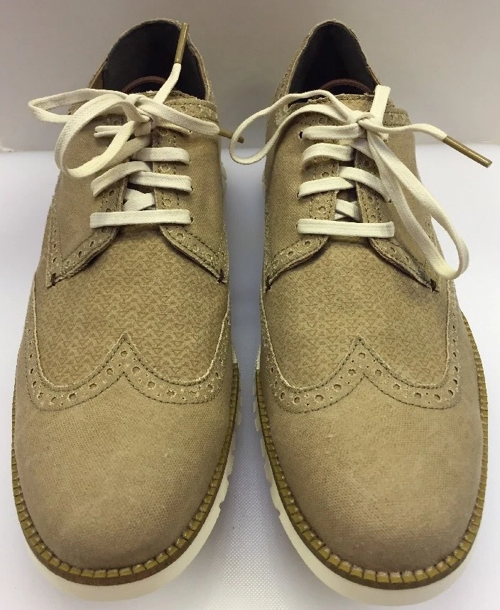 Cole Haan ZeroGrand Deconstructed Tan Canvas Oxfords Men s 8 M NIB