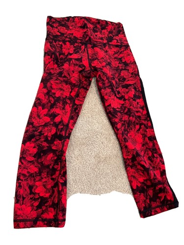 womens lululemon cropped red black 