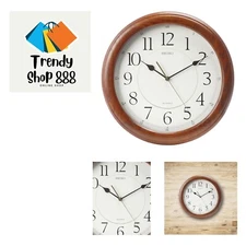 Wall Clock Quiet Sweep Second Hand Dark Brown Solid Oak Case