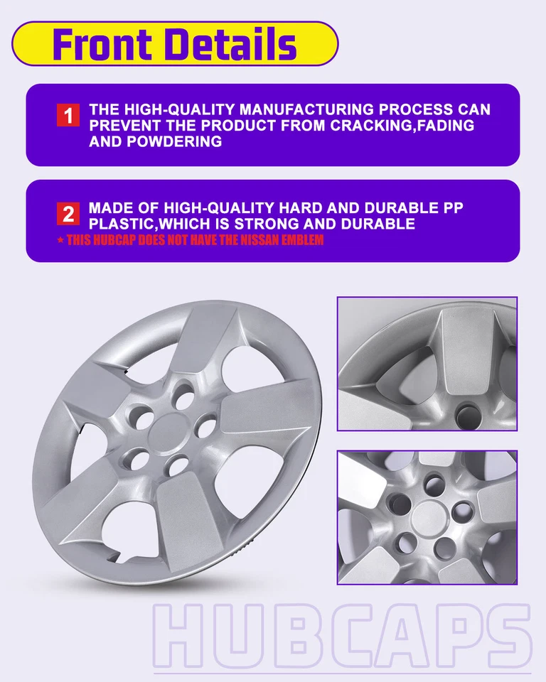 Juego de 4 tapacubos de 16 pulgadas cubierta de llantas para Nissan Rogue/Rogue Select 2008-2015 Foto 2 de 4