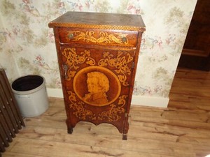Antique Pyrography Sheet Music/Record Cabinet
