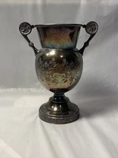 Antique Quadruple Silver Plate Vase Floral #2050 Goblet James W Tufts Boston