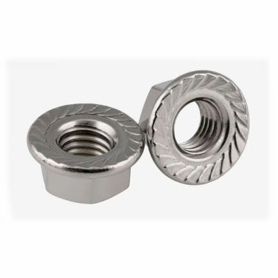Flange Nuts Serrated Base  304 Stainless Steel for Locking M3-M16 Sizes Availabl
