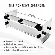 Adjustable tile spreader. Sliding tile comb. From 45cm to 80cm. Teeth 10mm/0.39"