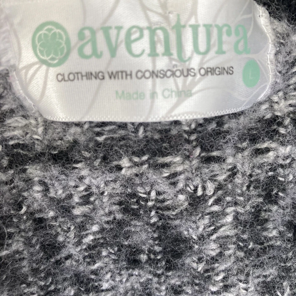 Aventura Suéter Cárdigan Lana Cachemira Frente Abierto Fair Isle Grande Negro Gris  Foto 4 de 4