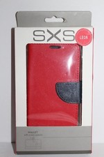 Cubierta billetera para teléfono celular SXS LG Leon C40 roja y azul
