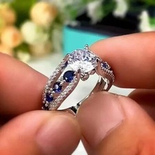 2 Ct Round Cut Lab-Created Diamond Women Engagement Ring 14K White Gold Plated