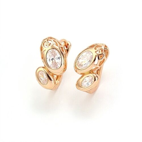 18K Rose Gold Filled CZ Huggie Earrings (E-289) - Picture 1 of 1