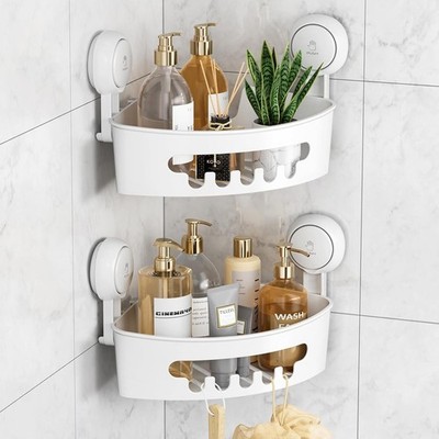 2 Saug Eck Dusche Caddy Regal Bad Wandmontage Aufbewahrung Regal Halter