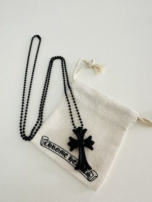 CH Chrome Tokyo 20th Anniversary Black Cross Rubber Necklace With