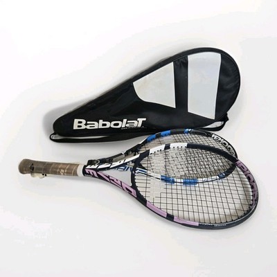 2 Babolat Pure Drive Jr 26  Tennis Racquets 4 1/8 (Pink) & 4 (Blue)