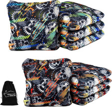 Professional Cornhole Bags Set of 8 - Dual Sided Stick Slide Suede/Woven - P