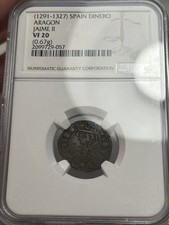 1291-1327 Spain: Aragon dinero - NGC VF20 - Jaime II