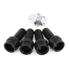 1.5MM Black Steel Wheel Bolt & Lock Lug Nut Set With Key for Easy Installatio...