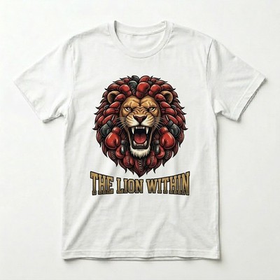 ''The Lion Within'' Boxing Lion Graphic T-Shirt - Motivational Fighter Workout Tee