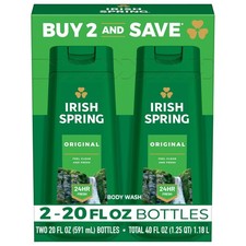 Irish Spring Original Clean Body Wash, 20 Oz, 2 Pack 0.82 per gallon