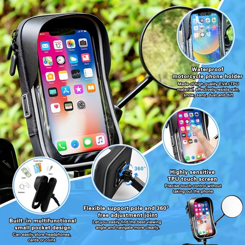 Porta Cellulare Moto Impermeabil Supporto Telefono Moto Antishock con 1 - Foto 10 di 24