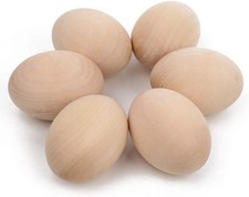Wooden Fake Chicken Eggs, 8PCS 2.5" Unpainted Faux Wood Eggs for Encouraging ...