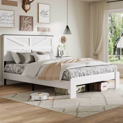 Queen Bed Frame Headboard Wood Platform Bed Frame Noise Free