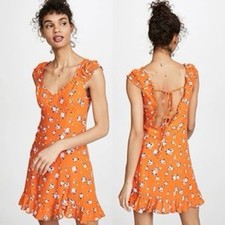 Floral Orange Ruffle Dress