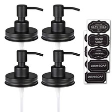 Amolliar Mason Jar Liquid Soap Dispenser Lid, Lotion Soap Pump Black 4 Pack