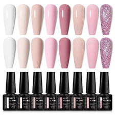 Gel Nail Polish Set, 8 Colors Nude Pink Milky White Gel Polish Set Peach Pink Sk