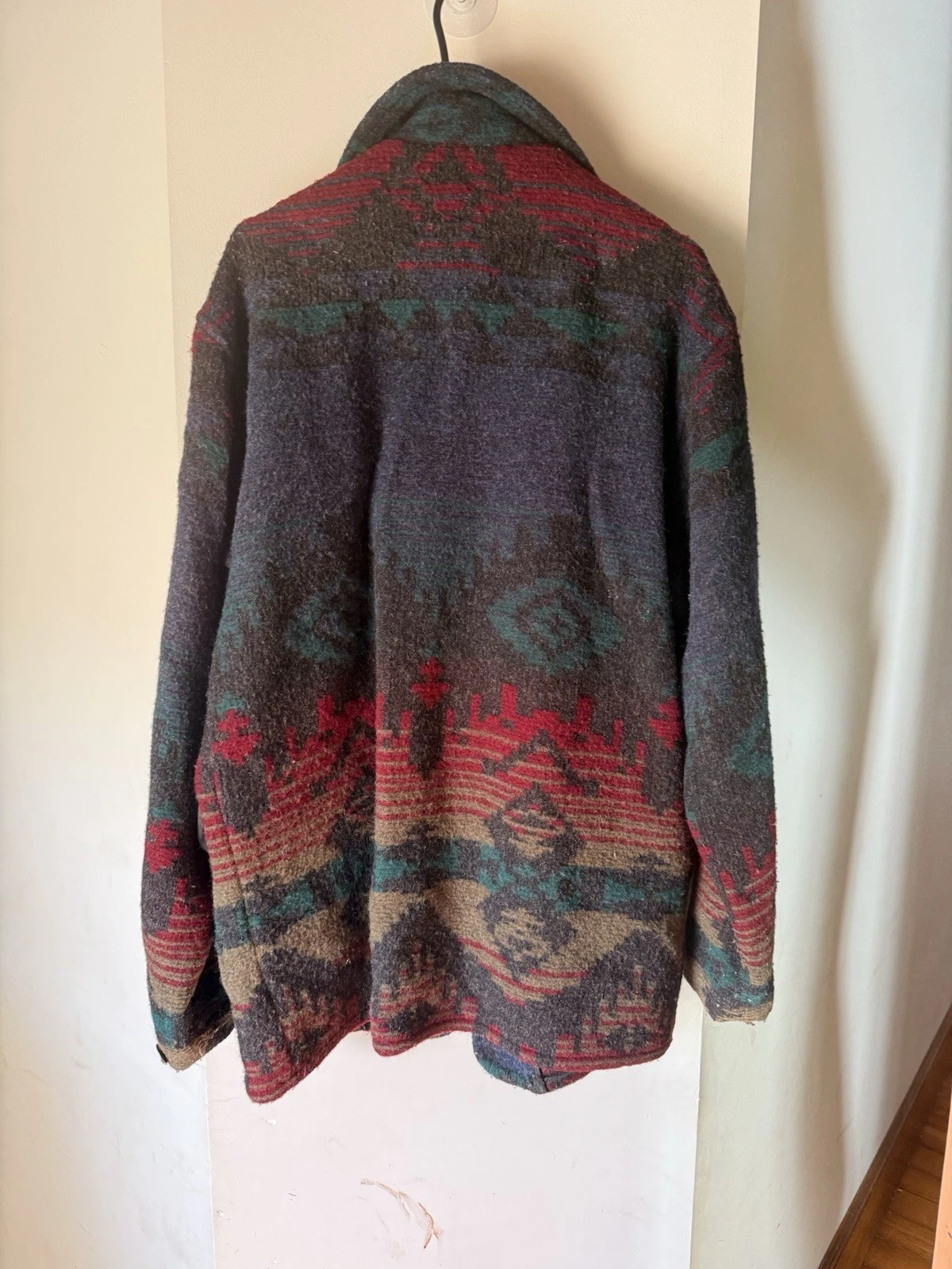 Woolrich Men's Geometric Southwestern Wool Jacket M 40" Chest Pockets image 4