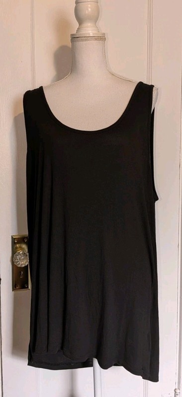 Women's Size 3X(24W-26W) Black Soft & Comfy Ribbed Tank Top-Terra & Sky