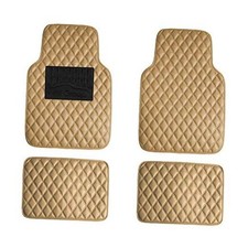 Floor Mats - Faux Leather Floor Mats for Cars, Universal Fit Diamond Beige