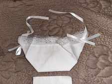 Handmade Vintage Soft Cotton White baby bonnet with Lace Trim  Bows NEW