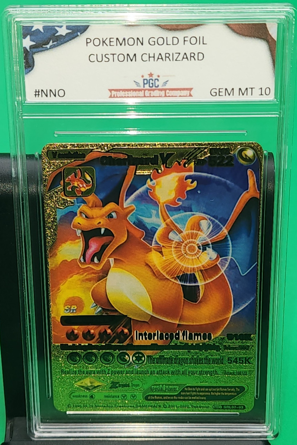 Pokemon Gold Foil Fan Art Card CHARIZARD V 522HP SRL07-03