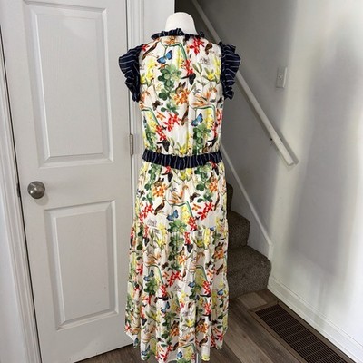 Ecru Bird of Paradise Floral Print Maxi Dress Women's Size S NWT | eBay
