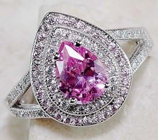 2CT Treated Pink Sapphire Topaz 925 Solid Sterling Silver Ring Sz 6 UB1-8