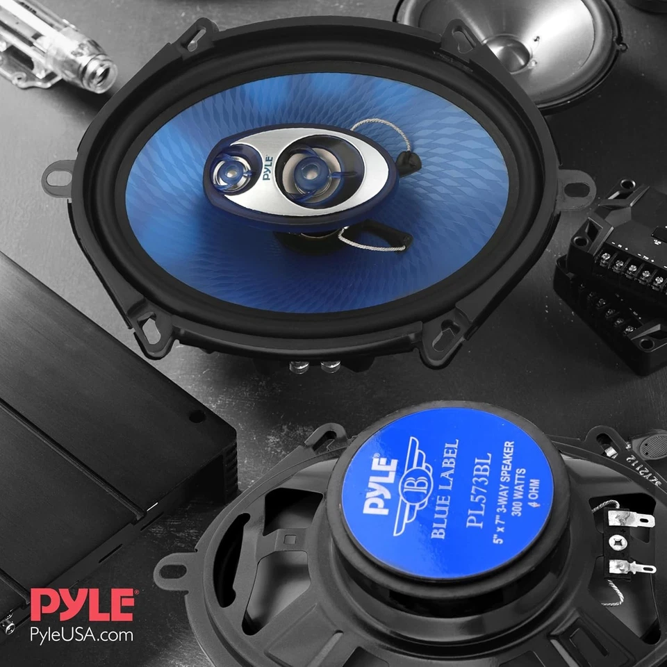 Altavoces de coche Pyle 6x9 4 vías 500 W audio de rango completo con tweeters piezoeléctricos - par azul Foto 4 de 4