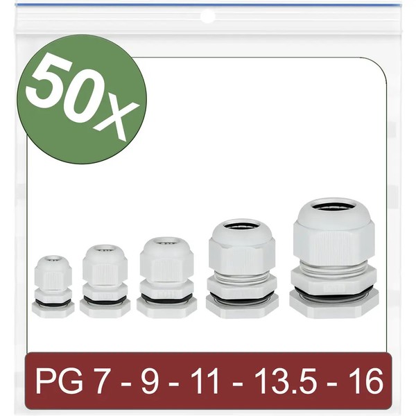 50Er Multipack Quadrios 24CA401 Kabelverschraubung PG7, PG9, PG11, PG13.5, PG16-image