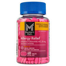 Member  s Mark Allergy Relief Tablets, 25 mg Diphenhydramine HCL, 600 ct.