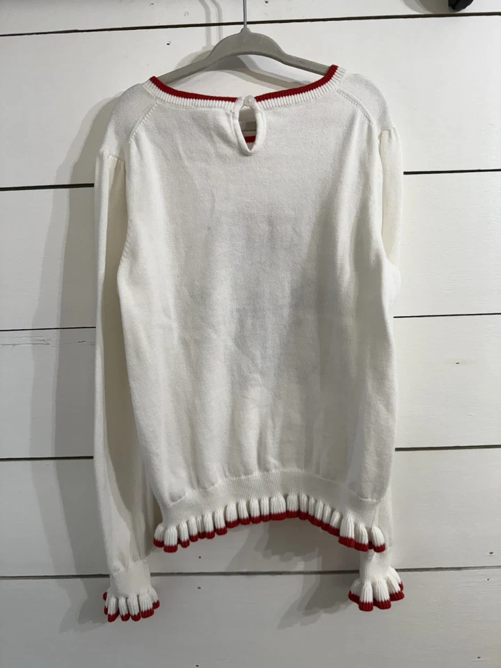 Свитер для девочек Janie And Jack Disney Minnie Mouse белый красный с оборками отделка 8 - Изображение 4 из 4