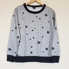 Splendid Star Print Sweatshirt Long Sleeve Crewneck Top Women's Small